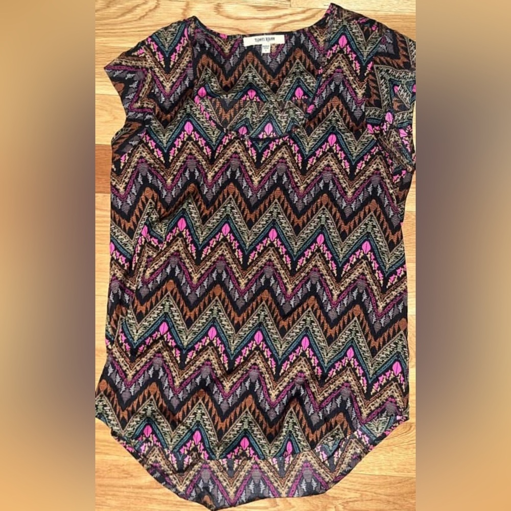 Daniel Rainn Size Small S Black Geometric Sleeveless Top  Blouse